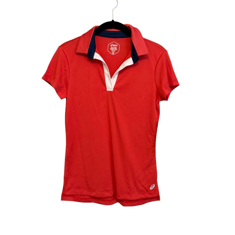 Asics Polo Shirt Small Red Athletic Performance Tennis Golf Activewear Sport NEW